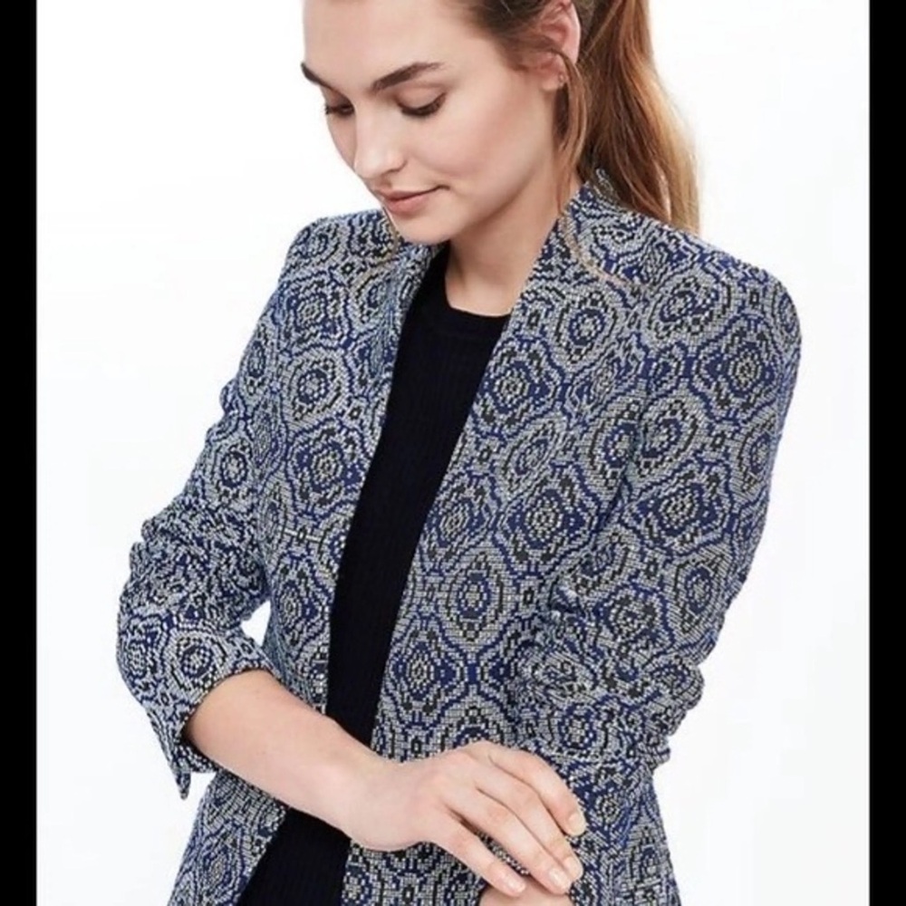 BANANA REPUBLIC Blue Textured Jacquard Blazer